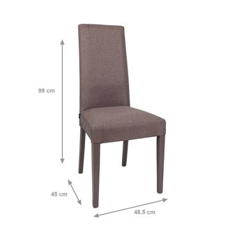 Chaise Dmora pour salon ou cuisine, style classique, assise en éco-cuir et structure en bois, cm 45x48,5h99, couleur Dove Grey 2