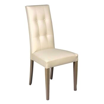Chaise Dmora pour salon ou cuisine, style classique, assise en éco-cuir et structure en bois, cm 46x45h100, couleur Beige 1
