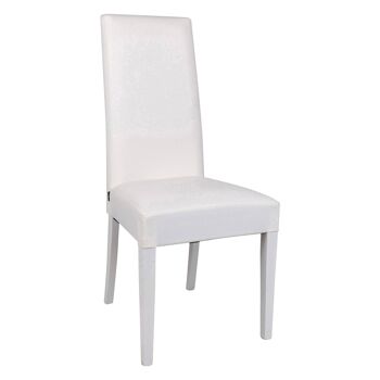 Chaise Dmora pour salon ou cuisine, style classique, assise en éco-cuir et structure en bois, cm 55x46h99, couleur Blanc 1
