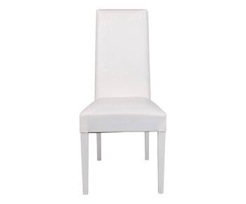 Chaise Dmora pour salon ou cuisine, style classique, assise en éco-cuir et structure en bois, cm 55x46h99, couleur Blanc 2