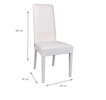 Chaise Dmora pour salon ou cuisine, style classique, assise en éco-cuir et structure en bois, cm 55x46h99, couleur Blanc 3