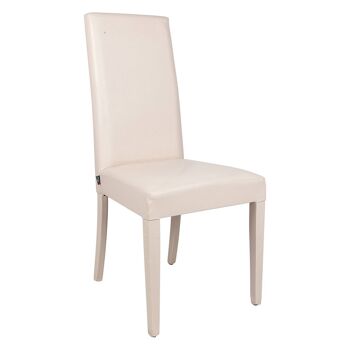 Chaise Dmora pour salon ou cuisine, style classique, assise en éco-cuir et structure en bois, cm 55x46h99, couleur sable 1