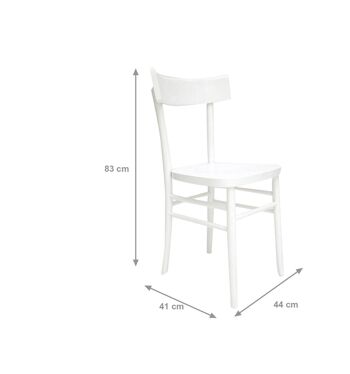 Chaise Dmora pour salon ou cuisine, style campagnard, bois laqué, cm 44x41h83, couleur Blanc 3