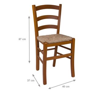 Chaise Dmora pour salon ou cuisine, style campagnard, structure en bois avec assise en paille, cm 37x40h87, couleur marron 4