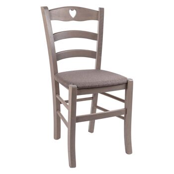 Chaise Dmora pour salon ou cuisine, style campagnard, tissu rembourré et structure en bois, cm 44x44h88, couleur marron 1