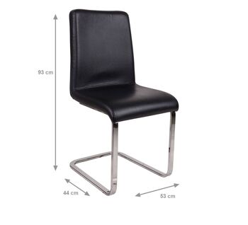 Chaise Dmora pour salon ou cuisine, style moderne, assise en cuir écologique et structure en acier, cm 44x53h93, couleur noire 2