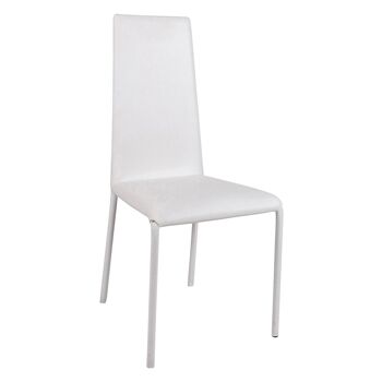 Chaise Dmora pour salon ou cuisine, style moderne, assise en éco-cuir et structure en acier, cm 48x43h98, couleur Blanc 1