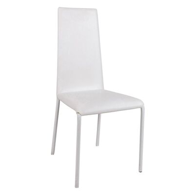 Dmora Sedia da soggiorno o cucina, stile moderno, seduta in ecopelle e struttura in acciaio, cm 48x43h98, colore Bianco
