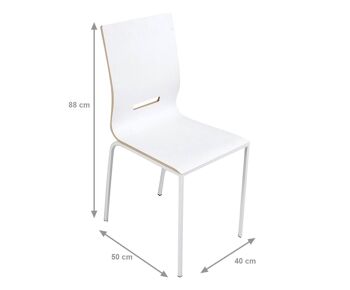 Chaise Dmora pour salon ou cuisine, style moderne, structure en métal et assise en bois, cm 40x50h88, couleur Blanc 2