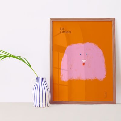 25 Wandposter „Der Hund 01“, Format A4/A3, minimalistisch und farbenfroh illustriert