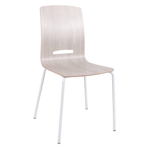 Dmora Sedia da soggiorno o cucina, stile moderno, struttuta in metallo e seduta in legno, cm 45x51h88, colore Bianco