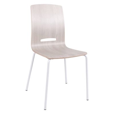 Dmora Sedia da soggiorno o cucina, stile moderno, struttuta in metallo e seduta in legno, cm 45x51h88, colore Bianco