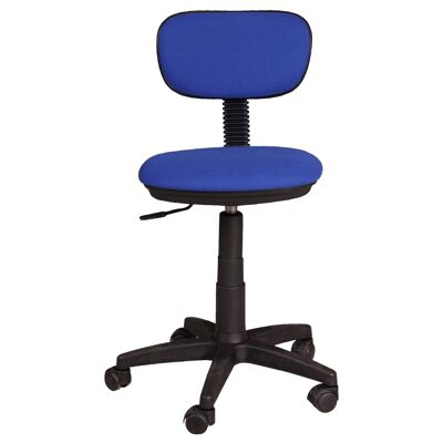 Dmora Sedia da ufficio Castelldef, Poltrona elevabile in tessuto imbottito, Sedia con ruote per studio o lavoro, Cm 58x53h77, Blu