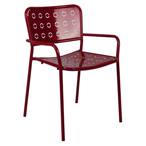Dmora Sedia impilabile in acciaio, Made In Italy, colore rosso, cm 55 x 53 x h101
