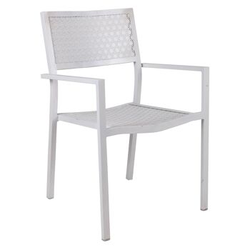 Dmora Chaise empilable en aluminium avec accoudoirs, couleur blanche, cm 56 x 45 x h83,5 1