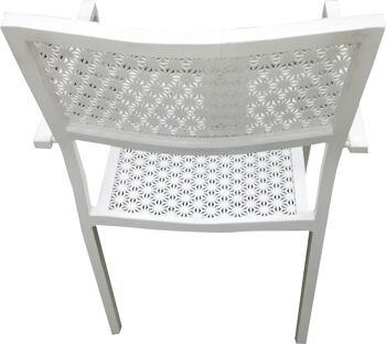 Dmora Chaise empilable en aluminium avec accoudoirs, couleur blanche, cm 56 x 45 x h83,5 2