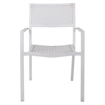 Dmora Chaise empilable en aluminium avec accoudoirs, couleur blanche, cm 56 x 45 x h83,5 3