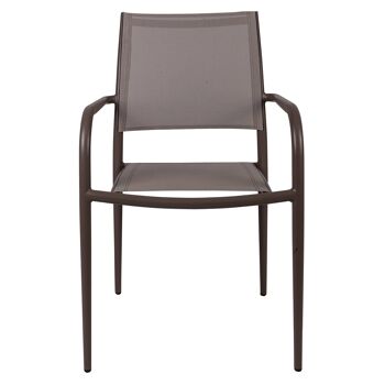 Dmora Chaise empilable en aluminium et textilène, couleur marron, cm 56 x 62 x h85 2