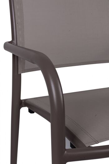 Dmora Chaise empilable en aluminium et textilène, couleur marron, cm 56 x 62 x h85 3