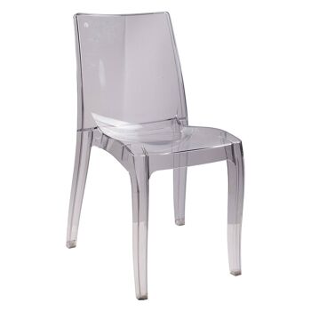 Dmora Chaise empilable moderne en métal et polypropylène, pour salle à manger, cuisine ou salon, cm 54x50h84, assise h cm 44, couleur transparente 1