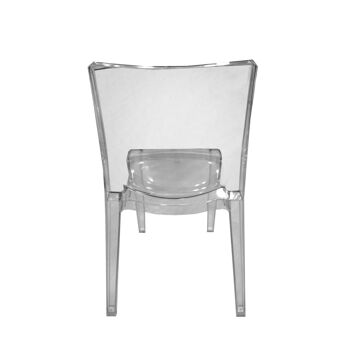 Dmora Chaise empilable moderne en métal et polypropylène, pour salle à manger, cuisine ou salon, cm 54x50h84, assise h cm 44, couleur transparente 2