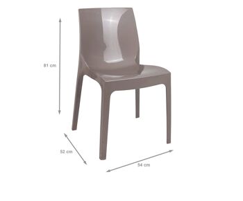 Dmora Chaise empilable moderne en métal et polypropylène, pour salle à manger, cuisine ou salon, cm 54x52h81, assise h cm 42, couleur grise 3
