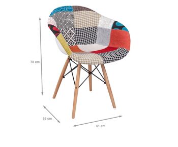 Chaise de style Dmora Scandi avec structure et accoudoirs en bois, pour salle à manger, cuisine ou salon, 55x61h78 cm, Multicolore 2