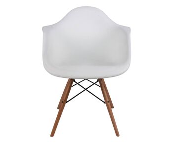 Chaise de style Dmora Scandi avec structure et accoudoirs en bois, pour salle à manger, cuisine ou salon, 61x63h85 cm, couleur Blanc 3