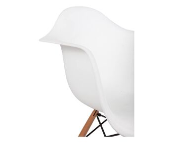 Chaise de style Dmora Scandi avec structure et accoudoirs en bois, pour salle à manger, cuisine ou salon, 61x63h85 cm, couleur Blanc 4