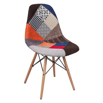 Chaise de style Dmora Scandi avec structure en bois, pour salle à manger, cuisine ou salon, 47x54h85 cm, Multicolore 1