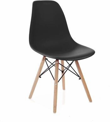 Chaise de style Dmora Scandi en bois, pour salle à manger, cuisine ou salon, cm 56x47h81, assise h cm 48, couleur Noir 1