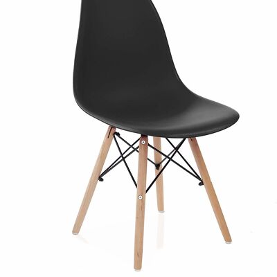 Dmora Sedia in stile scandi in legno, per sala da pranzo, cucina o salotto, cm 56x47h81, Seduta h cm 48, colore Nero