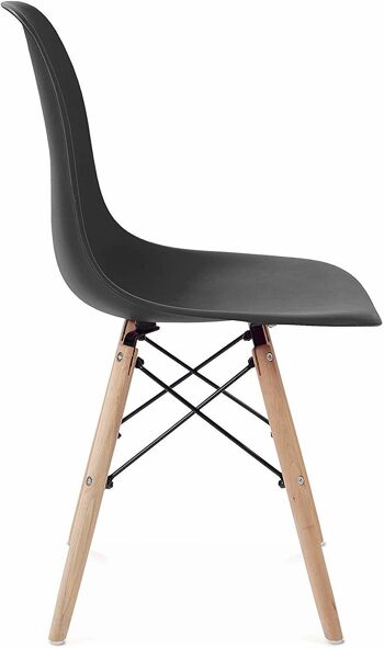 Chaise de style Dmora Scandi en bois, pour salle à manger, cuisine ou salon, cm 56x47h81, assise h cm 48, couleur Noir 2