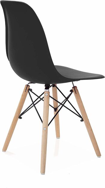 Chaise de style Dmora Scandi en bois, pour salle à manger, cuisine ou salon, cm 56x47h81, assise h cm 48, couleur Noir 3