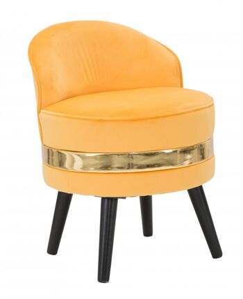 Chaise Dmora Mini en bois de pin, revêtement en éponge et velours, couleur orange avec bande dorée, Mesure 45 x 62 x 45 cm 1