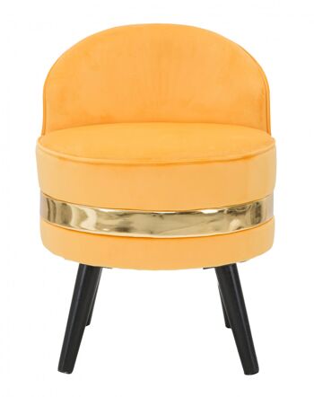 Chaise Dmora Mini en bois de pin, revêtement en éponge et velours, couleur orange avec bande dorée, Mesure 45 x 62 x 45 cm 4