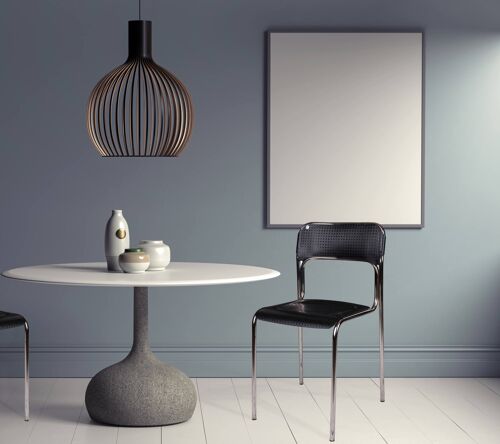 Dmora Sedia moderna in metallo e polipropilene, per sala da pranzo, cucina o salotto, cm 43x45h81, colore Nero