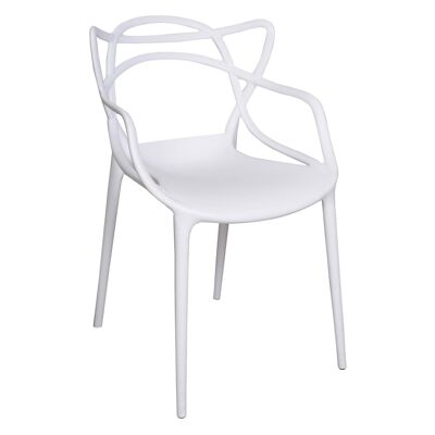 Dmora Sedia moderna in polipropilene, per sala da pranzo, cucina o salotto, cm 57x60h87, Seduta h cm 47, colore Bianco