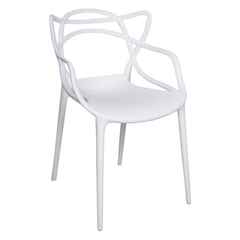 Dmora Chaise moderne en polypropylène, pour salle à manger, cuisine ou salon, cm 57x60h87, assise h cm 47, couleur Blanc 1