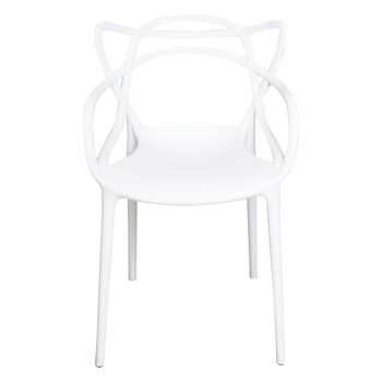Dmora Chaise moderne en polypropylène, pour salle à manger, cuisine ou salon, cm 57x60h87, assise h cm 47, couleur Blanc 2