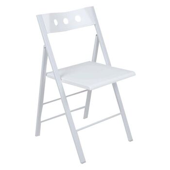 Dmora Chaise pliante moderne en aluminium, pour salle à manger, cuisine ou salon, 45x50h81 cm, couleur Blanc 1