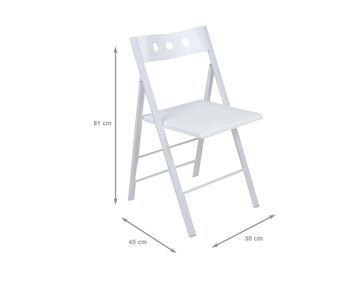 Dmora Chaise pliante moderne en aluminium, pour salle à manger, cuisine ou salon, 45x50h81 cm, couleur Blanc 3
