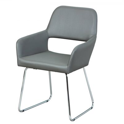 Dmora Set 2 poltrone, con struttura in metallo e rivestimento in pu grigio, cm 58x60x89