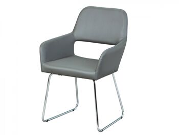 Dmora Set de 2 fauteuils, avec structure en métal et revêtement en pu gris, 58x60x89 cm 1