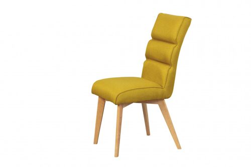 Dmora Set 2 sedie moderne in tessuto color curry e gambe in legno, cm 45x68x99