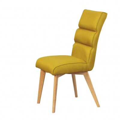 Dmora Set 2 sedie moderne in tessuto color curry e gambe in legno, cm 45x68x99