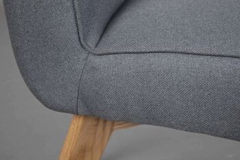 Dmora Lot de 2 chaises modernes en tissu gris et pieds en bois, 45x68x99 cm 3