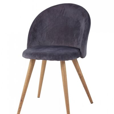 Dmora Set 4 sedie, con struttura in legno e seduta in velluto grigio scuro, cm 49x57x79