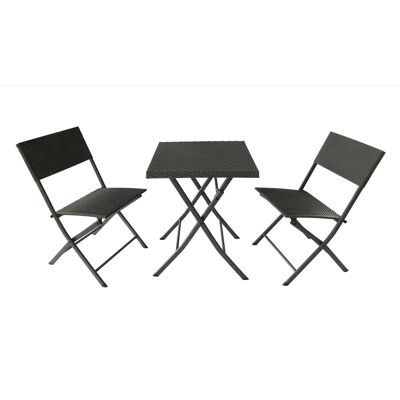 Dmora Set da giardino pieghevole 3 pezzi con tavolo e 2 sedie, colore grigio, tavolo: cm45 x 57 x h81, sedie: cm 58 x 58 x h70