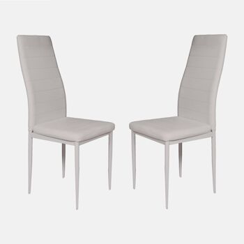 Dmora Lot de 2 chaises classiques en éco-cuir, pour salle à manger, cuisine ou salon, cm 46x41h97, assise h cm 48, couleur Blanc 1